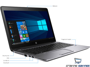 Refurbished HP EliteBook 820 G2 Notebook, 12.5" HD Display, Intel Core i5-5300U Upto 2.9GHz, 16GB RAM, 512GB SSD, Wifi, BT, Fingerprint Reader, Docking Connector, Windows 10 Pro