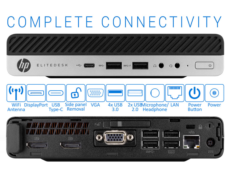 HP EliteDesk 800 G3 Mini PC, Intel i5-7500 8GB RAM 256GB NVMe