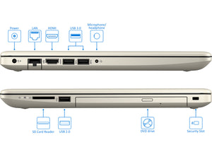 HP 15.6" HD Touch Laptop - Gold, A9-9425, 16GB RAM, 256GB SSD, Win10Pro
