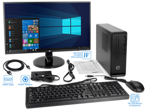 HP Slimline 290 SFF with 24" FHD, A9-9425, 8GB RAM, 256GB SSD+1TB HDD, Win10Pro