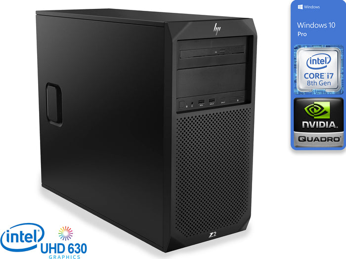 HP Z2 G4, i7-8700, 8GB RAM, 128GB SSD, Quadro P620, Windows 10 Pro