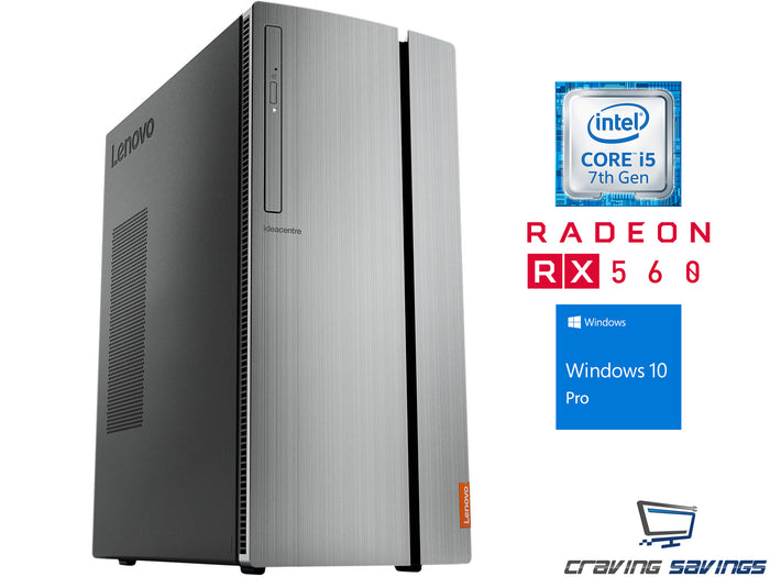 Lenovo IdeaCentre 720 Tower Desktop, i5-7400, 8GB RAM, 128GB SSD+1TB HDD, Radeon RX 560, Win10Pro