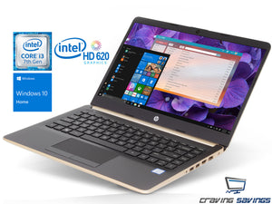 HP 14.0" HD Laptop, i3-7100U 2.4GHz, 8GB RAM, 128GB SSD, Win10Home