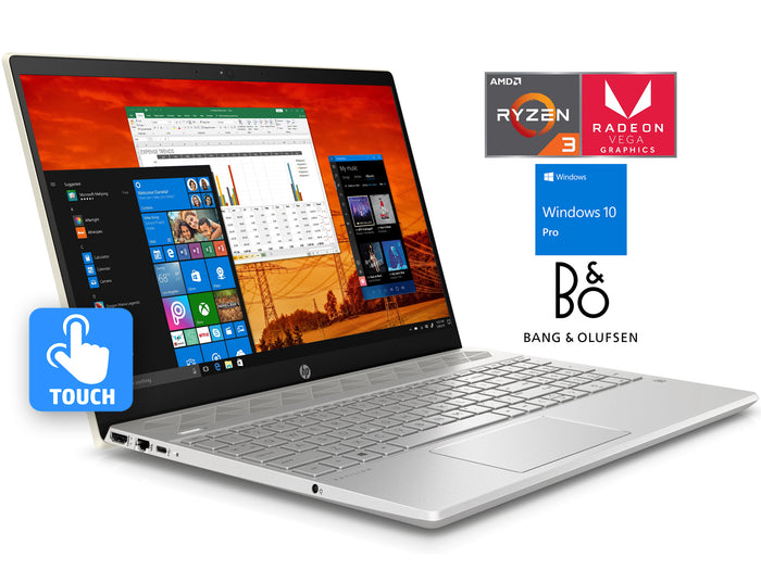 HP Pavilion 15 Laptop, 15.6" HD Touch, Ryzen 3 2200U, 8GB RAM, 2TB NVMe SSD+1TB HDD, Vega 3, W10P