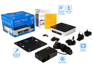 Refurbished Intel NUC5i3RYK Mini Desktop, Intel Dual-Core i3-5010U 2.1GHz, 4GB RAM, 512GB SSD, MiniDP, Mini HDMI, Wi-Fi, Bluetooth, Windows 10 Pro