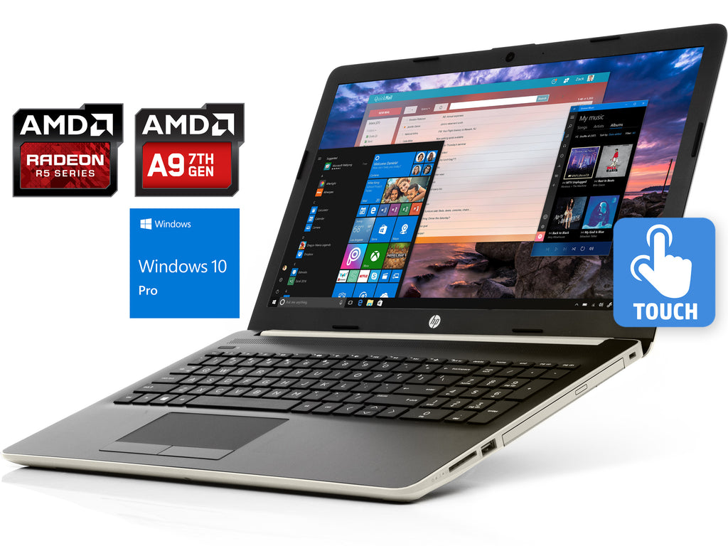 HP 15.6" HD Touch Laptop, A9-9425, 16GB RAM, 128GB SSD, Win10Pro