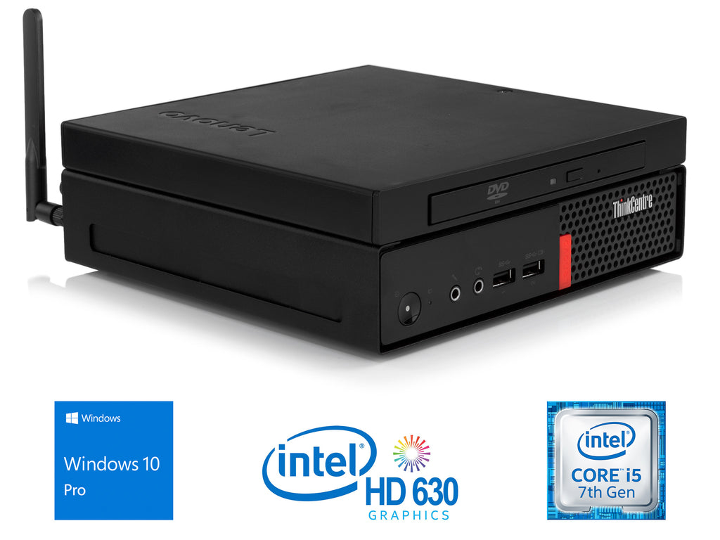 Refurbished Lenovo ThinkCentre M910q Mini PC, Intel Core i5-7500T Upto 3.3 GHz, 8GB RAM, 512GB SSD, DVDRW, DisplayPort, Wi-Fi, Bluetooth, Windows 10 Pro