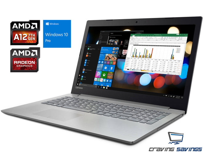 Lenovo Ideapad 320 15.6" HD Laptop, A12-9720P 2.7GHz, 4GB RAM, 256GB SSD, Radeon R7, Win10Pro