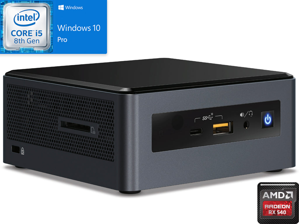 Intel NUC8i5INHX, i5-8265U, 8GB RAM, 128GB SSD, AMD Radeon 540X, Windows 10 Pro