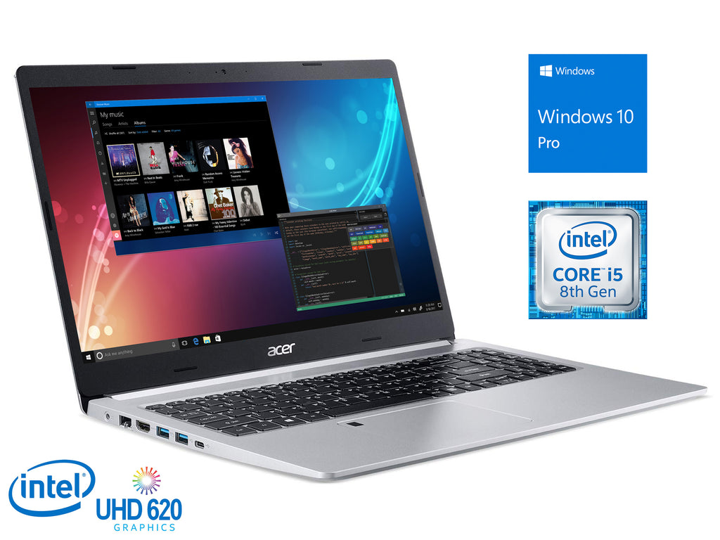 Refurbished Acer Aspire 5 Notebook, 15.6" FHD Display, Intel Core i5-8265U Upto 3.9GHz, 12GB RAM, 512GB SSD, HDMI, Wi-Fi, Bluetooth, Windows 10 Pro