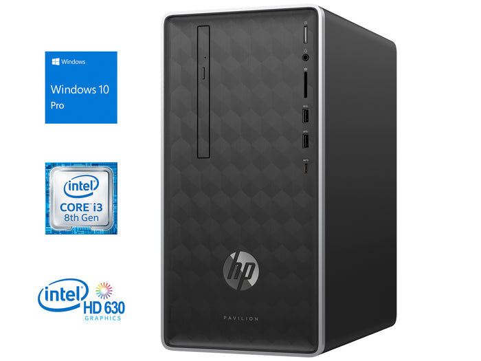 Refurbished HP Pavilion 590 Desktop, Intel Quad-Core i3-8100 3.6