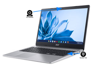 Acer 315 Chromebook, 15.6" HD Display, Intel Celeron N4000 Upto 2.6GHz, 4GB RAM, 32GB eMMC, DisplayPort via USB-C, Card Reader, Wi-Fi, Bluetooth, Chrome OS (NX.HKBAA.002)