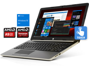 HP 15.6" HD Touch Laptop - Gold, A9-9425, 8GB RAM, 512GB SSD, Win10Pro
