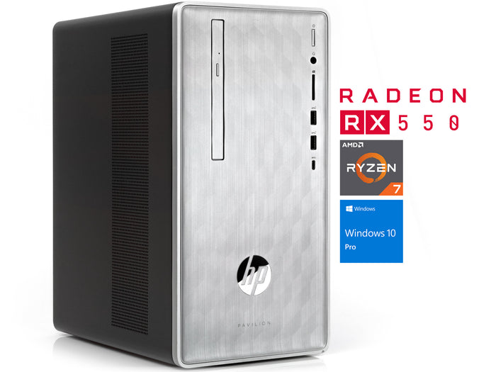 HP Pavilion 590 Desktop PC, Ryzen 7 1700, Radeon RX 550 2GB, 16GB RAM, 256GB SSD+1TB HDD, Win10Pro