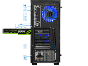 Overpowered Gaming DTW1 Desktop, Intel Core i7-8700 Upto 4.6GHz, 8GB RAM, 128GB SSD, NVIDIA GeForce GTX 1070, HDMI, DisplayPort, DVI, Wi-Fi, Windows 10 Pro