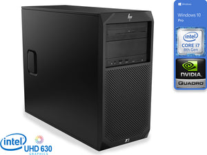HP Z2 G4, i7-8700, 8GB RAM, 256GB SSD, Quadro P620, Windows 10 Pro