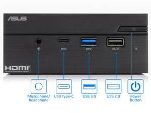 ASUS VivoMini PN40 Mini PC, Celeron N4000, 16GB RAM, 1TB SSD+1TB HDD, Win10Pro