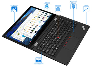 Lenovo ThinkPad L390 2-in-1, 13.3" IPS FHD Touch Display, Intel Core i5-8265U Upto 3.9GHz, 8GB RAM, 512GB NVMe SSD, HDMI, Card Reader, Wi-Fi, Bluetooth, Windows 10 Pro