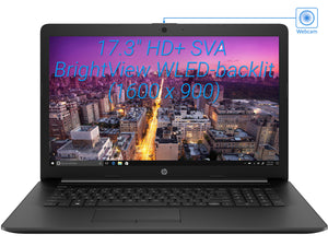 Refurbished HP 17 Notebook, 17.3" HD+ Display, Intel Core i5-8265U Upto 3.9GHz, 8GB RAM, 128GB NVMe SSD, DVDRW, HDMI, Card Reader, Wi-Fi, Bluetooth, Windows 10 Pro