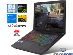 ASUS ROG Strix Scar GL503VD 15.6" FHD 120Hz Laptop, i7-7700HQ, 16GB RAM, 512GB SSD, GTX 1050, W10P