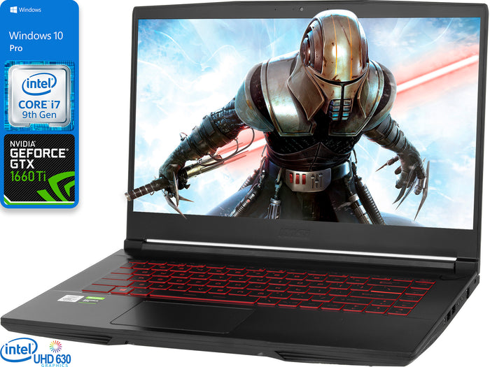 MSI Thin GF65, 15" FHD, i7-9750H, 8GB RAM, 256GB SSD, 1660 Ti, Windows 10 Pro