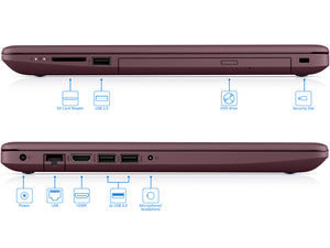 HP 15.6" HD Touch Laptop - Burgundy, A9-9425, 4GB RAM, 128GB SSD, Win10Pro