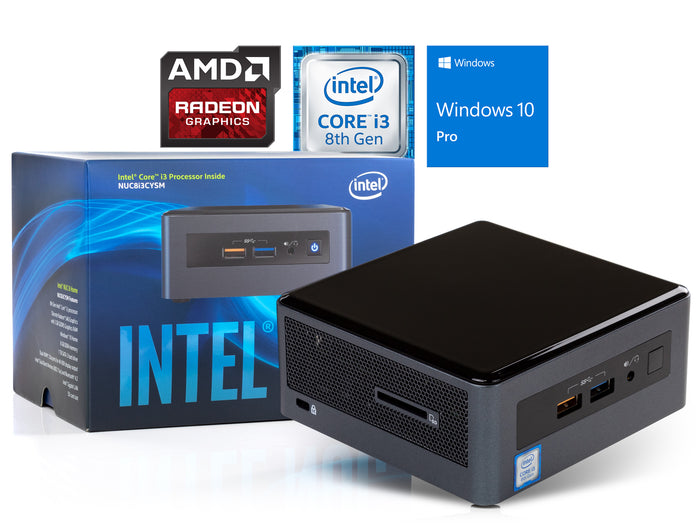 Intel NUC8I3CYSM, i3-8121U, 8GB RAM, 2TB SSD, Radeon 540, Win 10 Pro