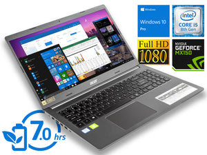 Acer 5, 15" FHD, i5-8265U, 8GB RAM, 512GB SSD, MX250, Windows 10 Pro