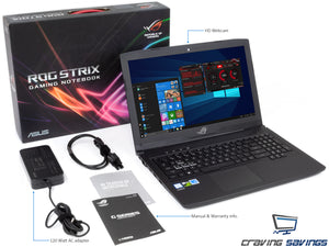 ASUS ROG Strix Scar GL503VD 15.6" FHD Laptop, i7-7700HQ, 8GB RAM, 256GB SSD+1TB SSHD, GTX 1050, W10P