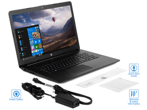 Refurbished HP 17 Notebook, 17.3" HD+ Display, Intel Core i5-8265U Upto 3.9GHz, 8GB RAM, 128GB NVMe SSD, DVDRW, HDMI, Card Reader, Wi-Fi, Bluetooth, Windows 10 Pro