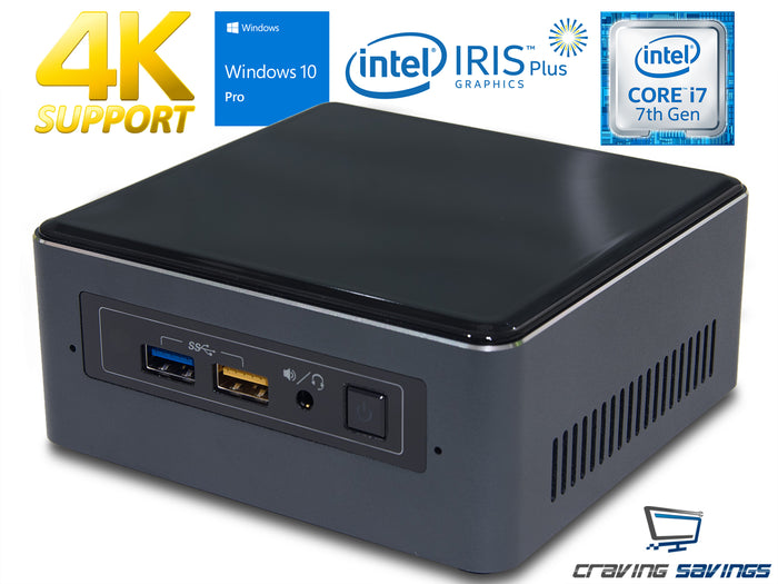 NUC7i7BNH Mini PC, i7-7567U 3.5GHz, 4GB RAM, 128GB NVMe SSD+1TB HDD, Win10Pro