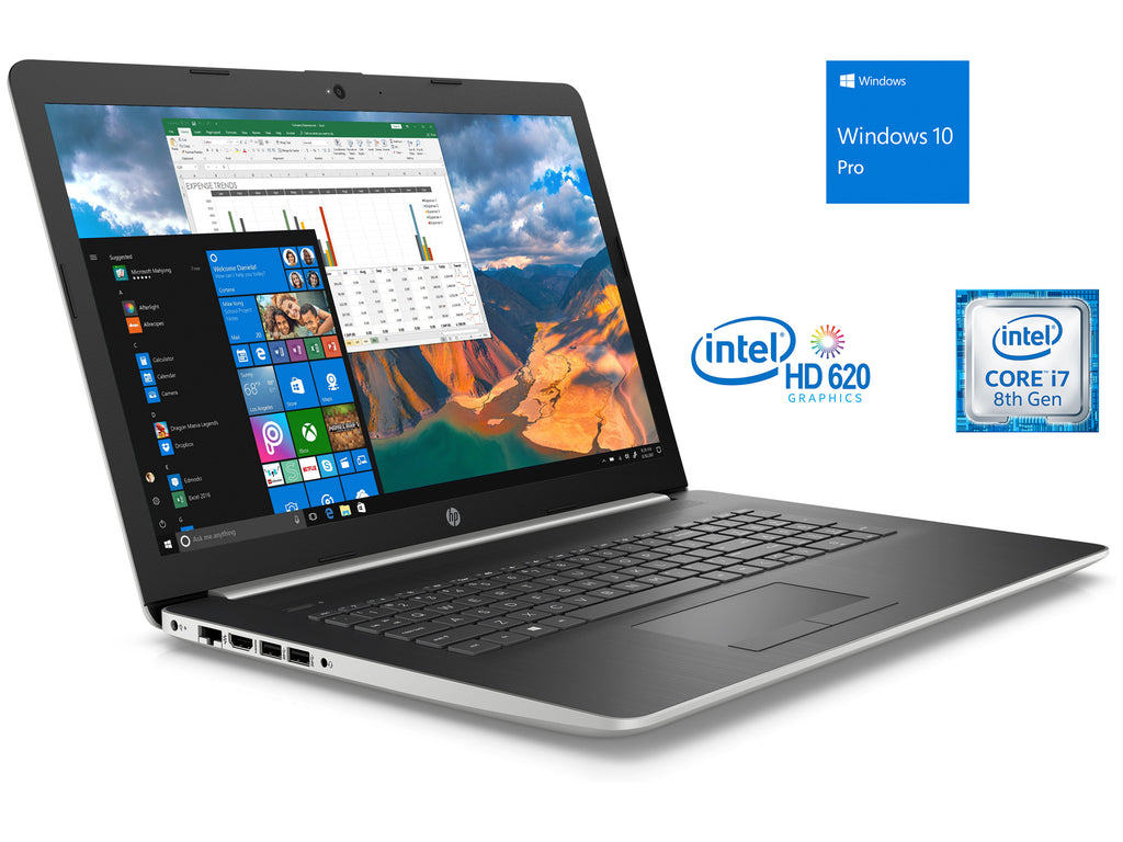 Refurbished HP 17.3" HD+ Notebook, Intel Quad-Core i7-8550U Upto 4.0GHz, 8GB RAM, 512GB NVMe SSD + 1TB HDD, DVDRW, HDMI, Card Reader, Wi-Fi, Bluetooth, Windows 10 Pro