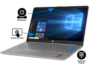 HP 15, 15" HD Touch, Ryzen 5 3500U, 8GB RAM, 256GB SSD, Windows 10 Pro