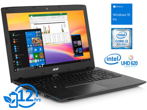 Refurbished Acer Aspire E 15 Notebook, 15.6" FHD Display, Intel Core i3-8130U Upto 3.4GHz, 16GB RAM, 256GB SSD, DVDRW, HDMI, VGA, Wi-Fi, Bluetooth, Windows 10 Pro