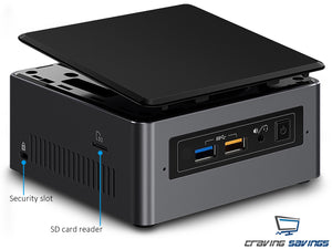 NUC7i5BNH Mini PC, i5-7260U 2.2GHz, 4GB RAM, 1TB NVMe SSD+1TB HDD, Win10Pro
