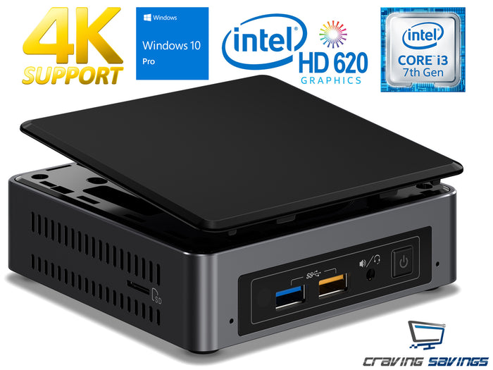 Intel NUC7i3BNK Mini PC, Core i3-7100U, 4GB DDR4, 128GB SSD, WiFi, Windows 10Pro