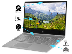 HP ENVY x360, 15" FHD Touch, i7-10510U, 16GB RAM, 256GB SSD, Windows 10 Home