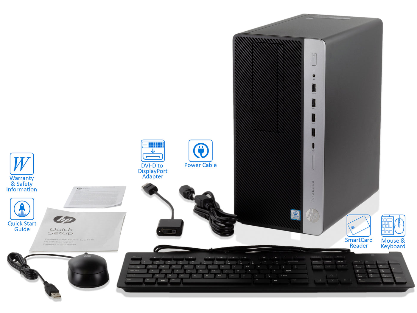 HP ProDesk 600 G3 Desktop, i3-7100 3.9GHz, 32GB RAM, 256GB NVMe