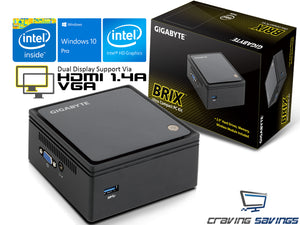 GIGABYTE BRIX GB-BXBT-2087 Ultra Compact PC, Celeron N2807, 4GB DDR3, 512GB SSD, Win10Pro
