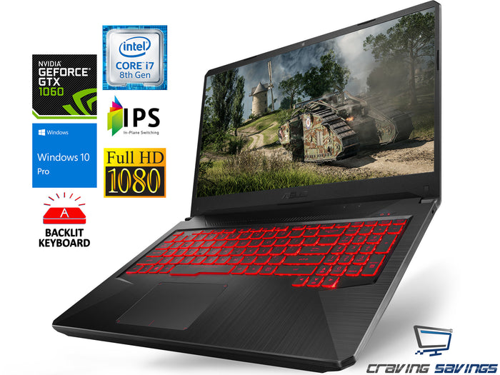 ASUS TUF FX Series 17.3" FHD Laptop, i7-8750H, 16GB RAM, 128GB NVMe SSD+1TB HDD, GTX 1060, Win10Pro