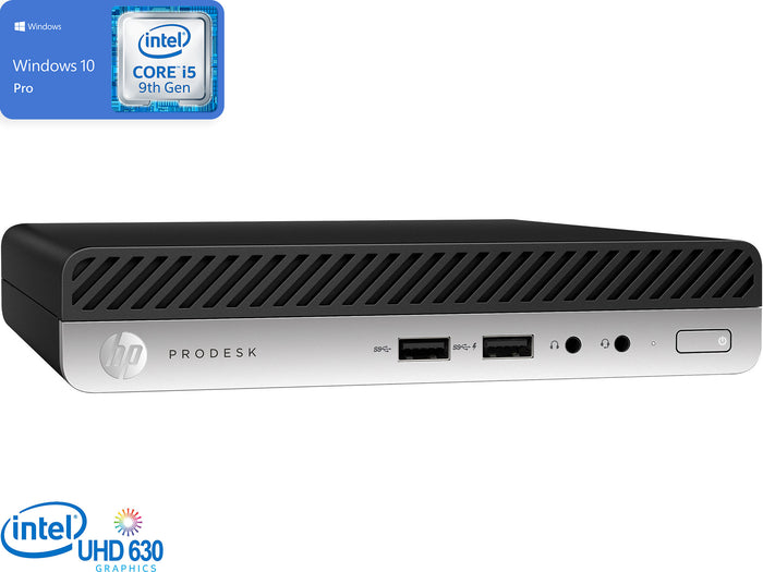 HP ProDesk 400 G5 Mini PC, Intel Core i5-9500T Upto 3.7GHz, 16GB RAM, 256GB NVMe SSD, DisplayPort, Wi-Fi, Bluetooth, Windows 10 Pro