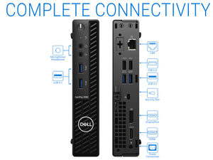 Dell OptiPlex 3080 Mini PC, Intel Core i5-10500T Upto 3.8GHz, 32GB RAM, 256GB NVMe SSD, HDMI, DisplayPort, Wi-Fi, Bluetooth, Windows 10 Pro