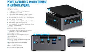 NUC NUC7i7BNH Mini PC, i7-7567U 3.5GHz, 32GB RAM, Samsung 960 Evo NVMe 250GB SSD+2TB HDD, Win10Pro