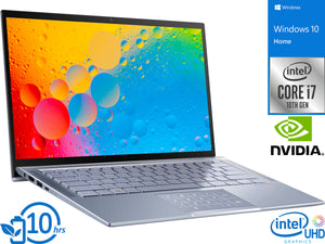 ASUS ZenBook UX431 Notebook, 14" FHD Display, Intel Core i7-10510U Upto 4.9GHz, 8GB RAM, 128GB NVMe SSD, NVIDIA GeForce MX250, HDMI, Card Reader, Wi-Fi, Bluetooth, Windows 10 Home