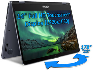 Asus VivoBook TP410 Laptop, 14" FHD 2-in-1 Touch, i7-8550U, 8GB RAM, 128GB SSD, Win10Pro