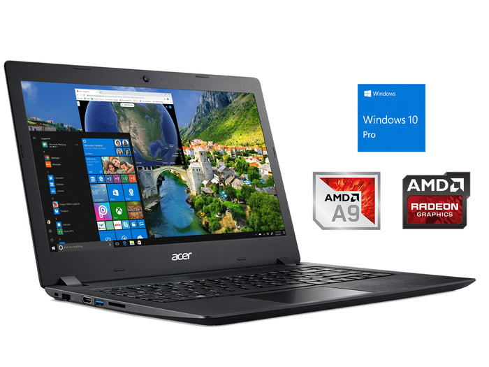 Acer Aspire 3, 14" HD, A9-9420e, 4GB RAM, 512GB SSD, Windows 10 Pro