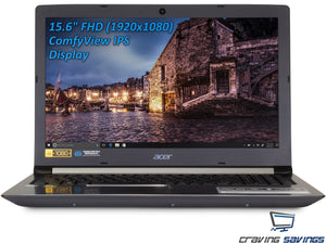 Acer Aspire 7 A715 15.6" IPS FHD Laptop, i7-8750H, 8GB RAM, 1TB SSD+1TB HDD, GTX 1050, Win10Pro