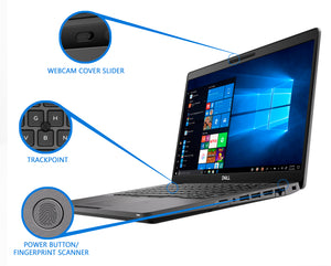 Refurbished Dell Latitude 5400 Notebook, 14" FHD Touch Display, Intel Core i7-8665U Upto 4.8GHz, 16GB RAM, 512GB NVMe SSD, HDMI, DisplayPort via USB-C, Card Reader, Wi-Fi, Bluetooth, Windows 10 Pro