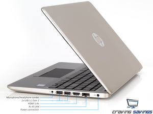HP 14.0" HD Laptop, i3-7100U 2.4GHz, 8GB RAM, 512GB SSD, Win10Pro