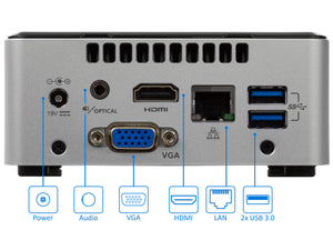 NUC5CPYH Mini Desktop/HTPC, Celeron N3050, 8GB RAM, 512GB SSD, Win7Pro